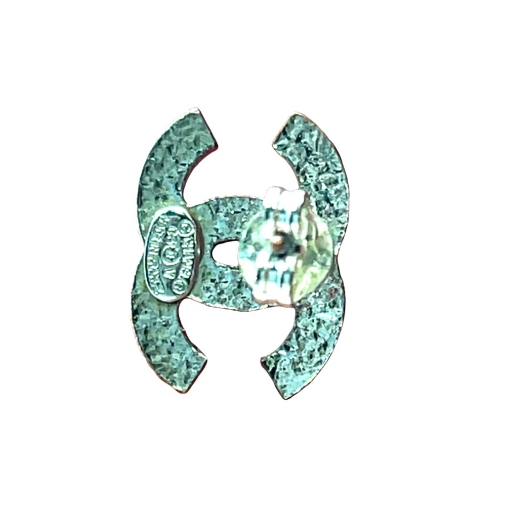 CHANEL CC Logos Rhinestone Stud Earrings Silver Tone - Picture 6 of 6
